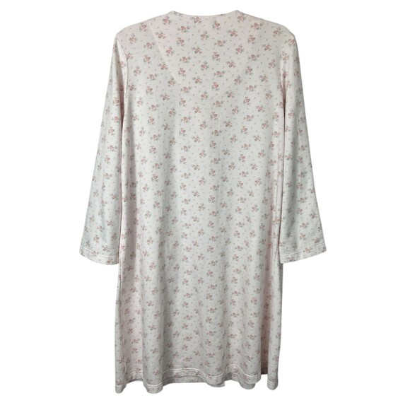 Miss Elaines Women's Pale Pink Floral Flannel Snap Front House Coat Robe  Size M - Picture 2 of 7